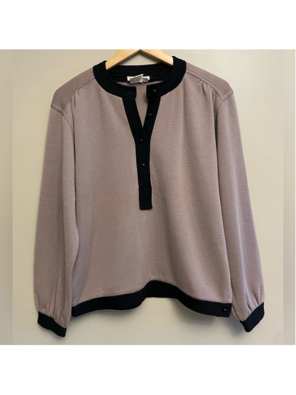 Eaton Vintage 100% Wool Medium Taupe Two Piece Set Skirt Long Sleeve Sweater - Picture 3 of 11